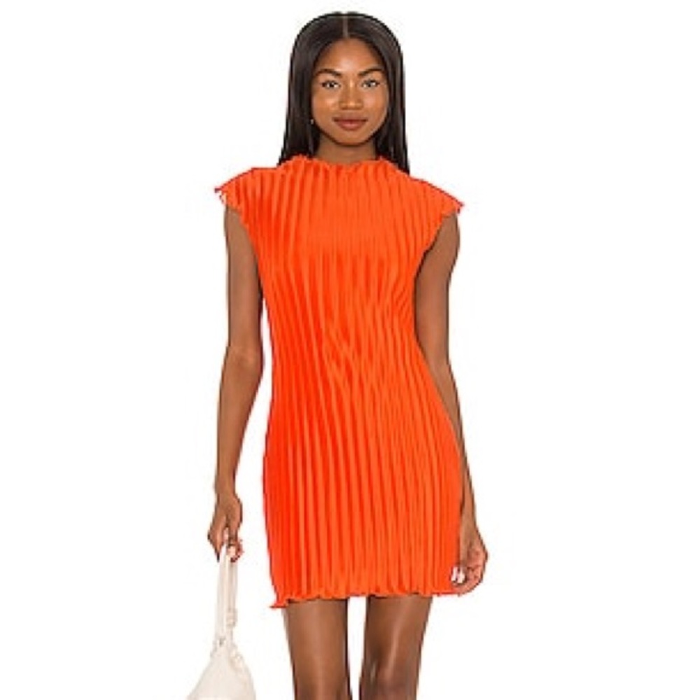 House of Harlow x Revolve Red Orange Pleated Dress - size XS